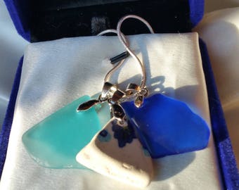 blue and turquoise seaglass necklace