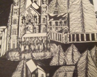 Holy Hill Gothic Black White Art Print
