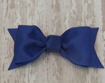 Royal Blue Tuxedo Style Toddler Hair Bow 3 Inch Alligator Clip Baby Hairbow