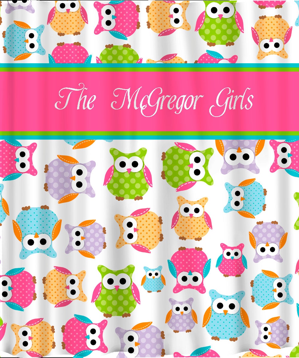 Personalized CUSTOM OWL Shower Curtain Personalized Multi