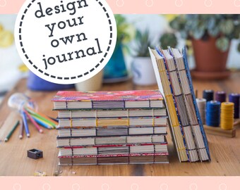 Design Your Own Custom Journal Japanese Washi Hand Bound Coptic Stitch Dotted Notebook Bullet Journal Sketchbook - Fountain Pen Friendly