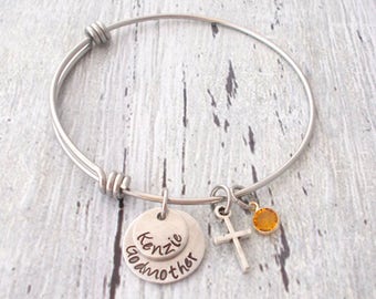 Personalized Godmother Bracelet, Godmother Gift, Godmother Bangle, Baptism Gift, Personalized Baptism Gift, Personalized Godmother Bracelet