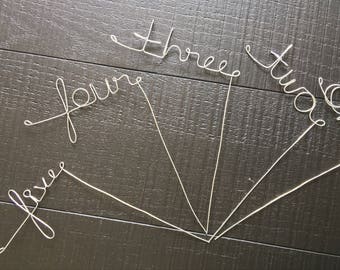 wedding table numbers, wire table numbers, wedding numbers, table numbers, wire numbers, wedding centerpieces, wedding decorations