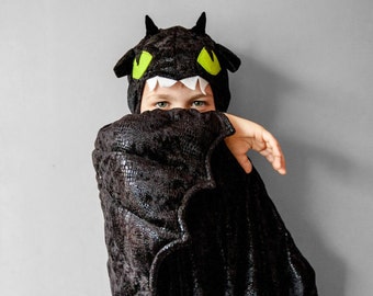 Toothless Costume, Black Dragon Children Costume, Party Costume or Halloween Kid Costume Wings, How to train your dragon
