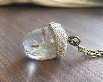 Dandelion acorn-acorn necklace-acorn jewelry-forest jewelry-resin jewelry-resin acorn-gift-valentine gift