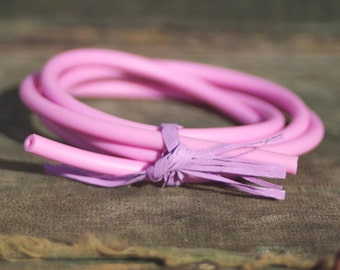 Hollow Rubber Tubing Pink 1 Yard