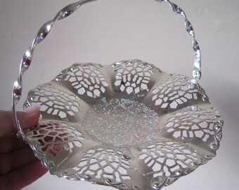 vintage silver plated shallow basket