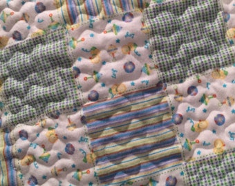 Quilts for sale Handmade quilt Baby boy quilt block blue green yellow white