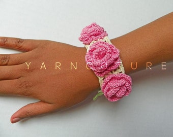 The Victorian Crochet Rose Bracelet - w/ Vintage Pearl Buttons