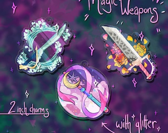 Preorder - Magical Weapon 2 inch Glitter Acrylic Charm Keychains