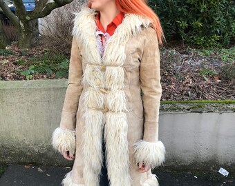 penny lane coat, Vintage 70s SHEARLING Sheepskin Suede