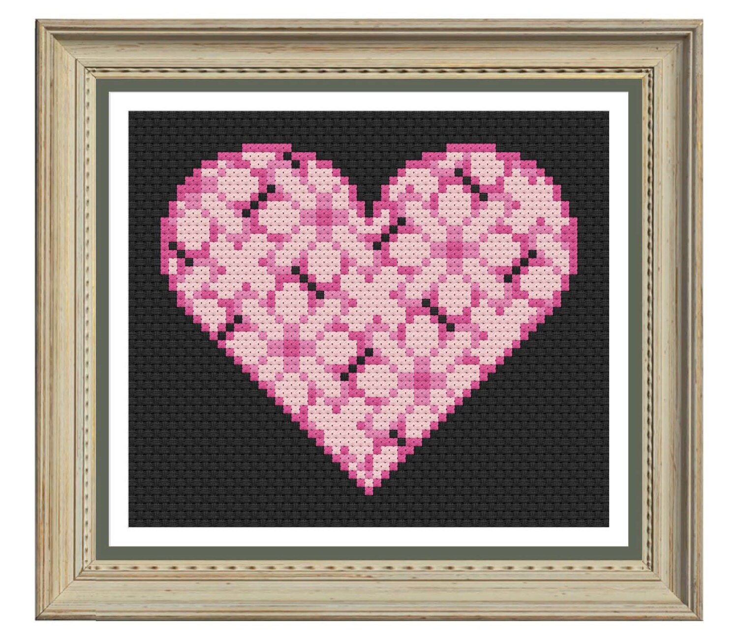 Small heart cross stitch pattern downloadable pdf