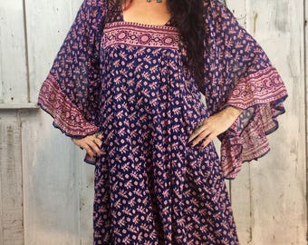 Vintage Indian Dress//Vintage Indian Gauze Dress// Indian Festival Dress/ Boho Hippie Ethnic Dress//Indian Gauze Dress