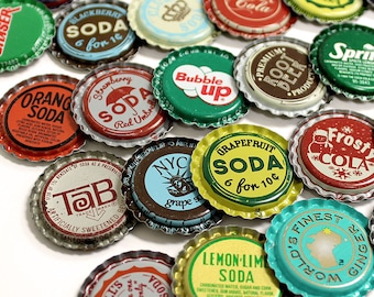 100 FLAT Vintage & Vintage Inspired Random Bottle Caps Collectible Craft Jewelry Coke Soda Bottlecaps