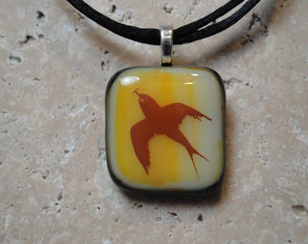 Swallow Pendant -Fused Glass - BHS01216