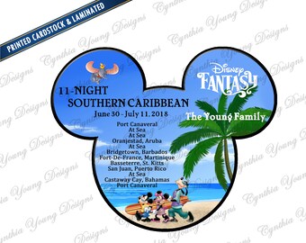 Stateroom Door Mickey Ears | Disney Cruise Magnet Southern Caribbean | Printed