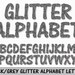 Silver Black Grey Glitter Alphabet Clip Art Graphic Letters Clipart ABC Scrapbook Digital Download Transparent PNG Commercial Use