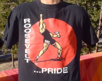 vintage tee 80s WRESTLING roosevelt high school t-shirt Large Medium 90s