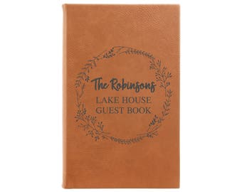 Guest Book, Journal, Leather Notebook, Personalized Journal, Guestbook, Custom Guest Book, Lake House, Lake House Gift --28364-LJ05-042