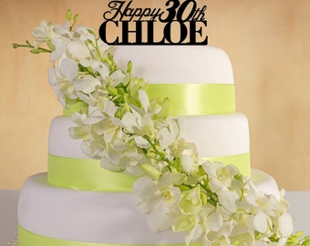 Happy Birthday Cake Topper with name and age. (Bold)