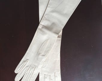 Christian Dior White Kid Leather Opera Gloves Never Worn Vintage