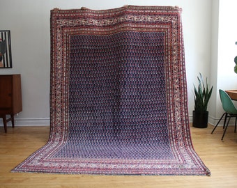Vintage Handwoven Large Blue Persian Area Rug 7'x10' - FREE SHIPPING in USA!