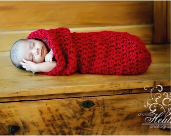 Newborn Cocoon Photo Prop in Bright Red
