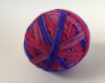 Hand dyed self striping sock yarn 100g