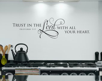 Trust in the Lord with all your heart, Scripture Wall Decal, Christian Wall Art, Bible Verse Decal
