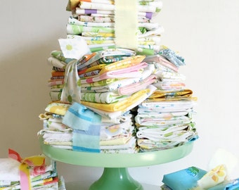 Vintage Sheet Scrap Bundles. 6 Ounce Quilt Starter. Vintage Fabric Scraps Stash Builder