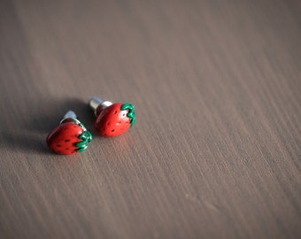 Sweet Strawberries - Polymer Clay Studs