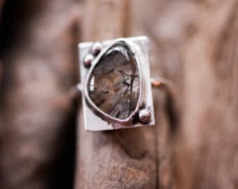 Rutilated Quartz and Silver Ring