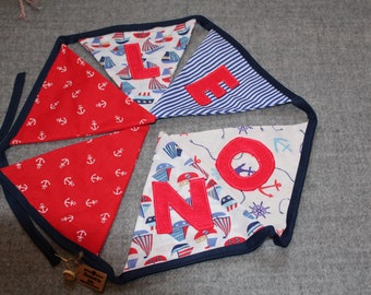 Personalised Handmade Bunting Boats Anchors Nautical Red Blue Navy
