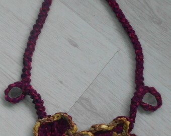 Necklace Freeform Crochet with Sea Glass