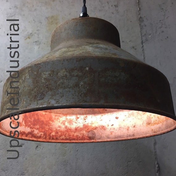 Custom Ceiling Rusty Pendant Light VINTAGE Repurposed Industrial Light Pendant Strainer Farmhouse Light Kitchen Island Pendant Lighting