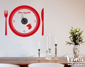 Wall Clock Decal Bon Appetit for kitchen decor