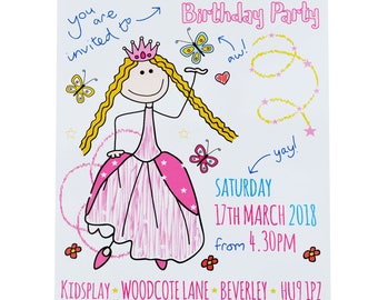PERSONALISED 'Print your own' Princess/Fairy Party Invites