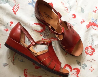 Vintage 70s Sandals Deadstock Burgundy