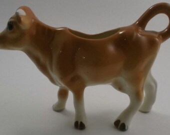 Vintage Creamer, China Cow Shaped Creamer, Brown and White China