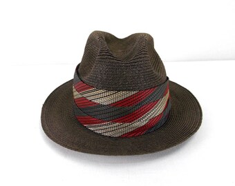 Dobbs Straw Fedora Hat 7 1/8 Brown
