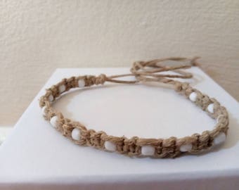 Tie-on Hemp Bracelet Ankle Bracelet Handmade, Hemp Necklace, Beaded Anklet, Mens Jewelry, Summer Jewelry, Ankle Bracelet, Hemp Anklet, Hemp.