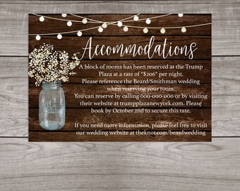 Rustic Baby Breath Wedding Accommodation Insert Cards Printed and Shipped to You - Country Rustic Wedding - Affordable Inserts - Wedding-108