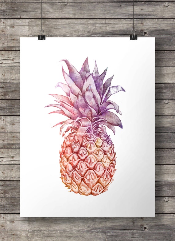 print card 8x10 Printable print art Pineapple illustration art Watercolor