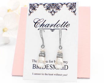 Bridesmaid pearl earrings, bridal pearl earrings, wedding jewelry, bridal jewelry, pearl drop earrings, simple pearl earrings, bridesmaid