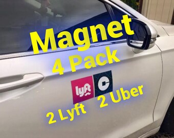 Uber Lyft Magnet (4 pack) 2 uber car magnets - 2 Lyft car magnets - Pick up riders faster when you stand out!