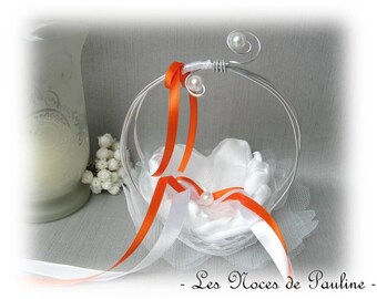 Ring bearer white and orange wedding rings "Swirls"
