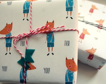 Mister and Misses fox Gift Wrap.