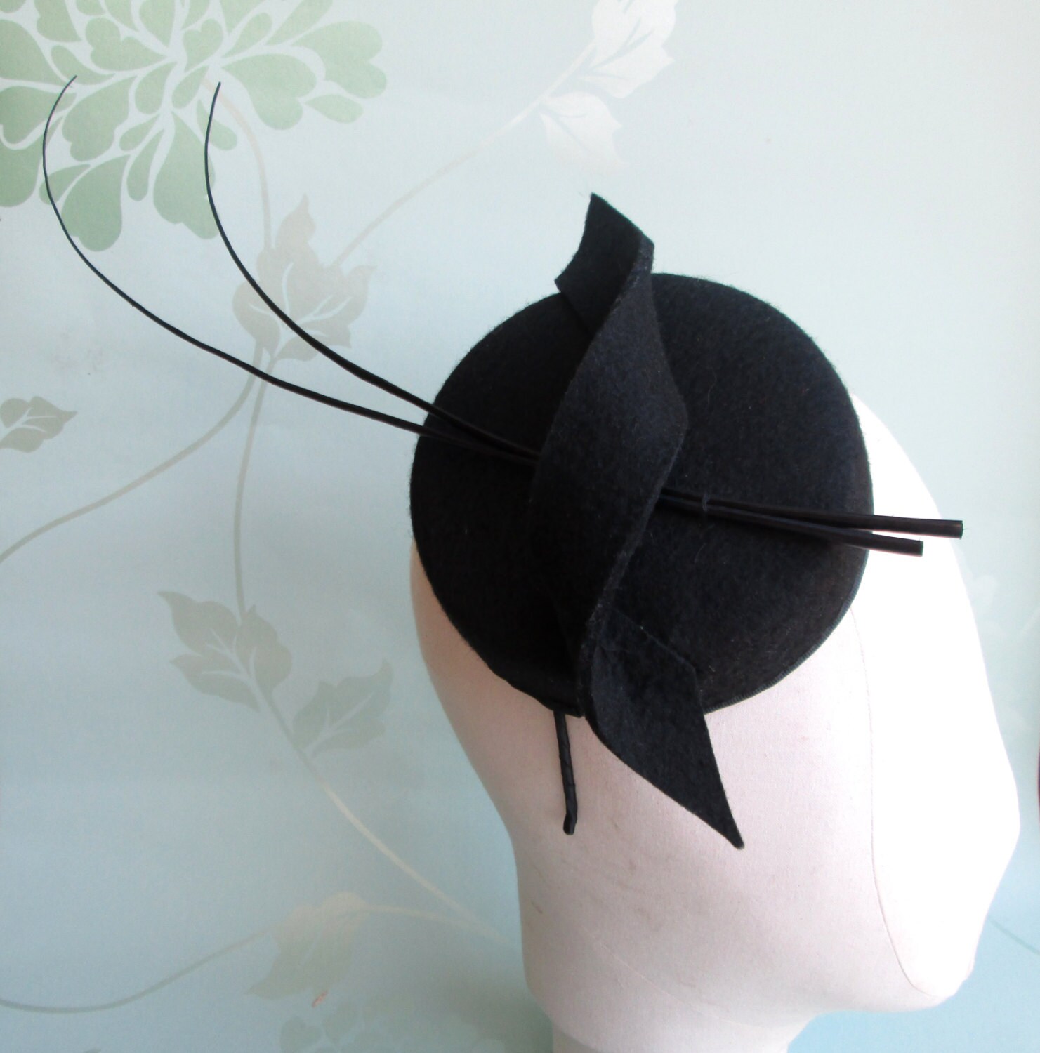 Black Pillbox Hat Pillbox Hat Perch Hat Felt Hat Race