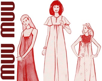 Vintage Muu Muu Pattern Long Muu Muu Yoked Dress Pattern LIFESTYLE PATTERNS 3000 UNCUT bust 32.5-38 Hawaiian Dress Flutter Sleeve Long Dress