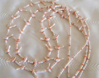 Native American Coral Shell Bird Fetish Necklace